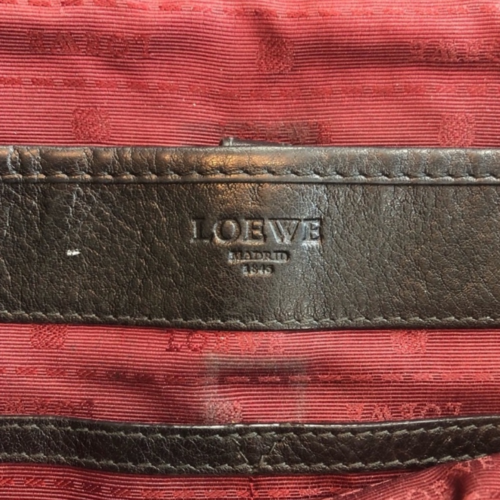 Vintage Loewe Heritage Messenger Bag Black Leather XL Logo Crossbody Spain - Picture 12 of 14